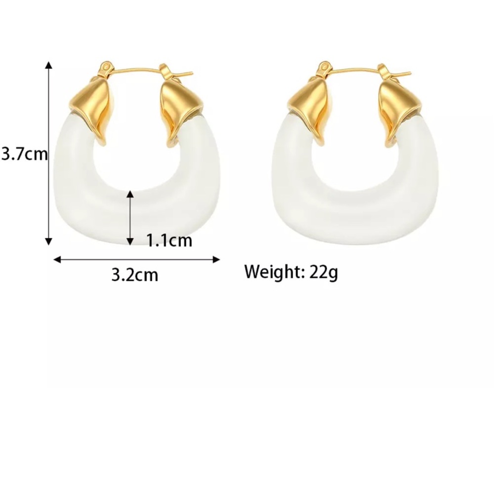 New: 18K PVD Gold Plated Chunky Transparent Earrings - Royal Blue - Picture 6 of 6